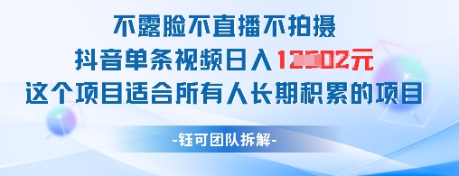 不露脸不直播不拍摄抖音单条视频日入1k+这个项目适合所有人长期积累的项目-蜜桃网创